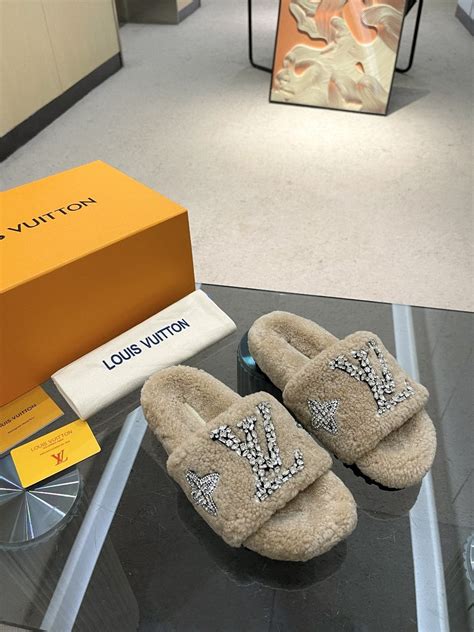 louis vuitton slides cheap|louis vuitton fuzzy slides.